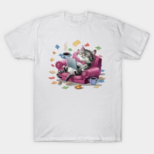 Whimsical Cat Procrastination T-Shirt